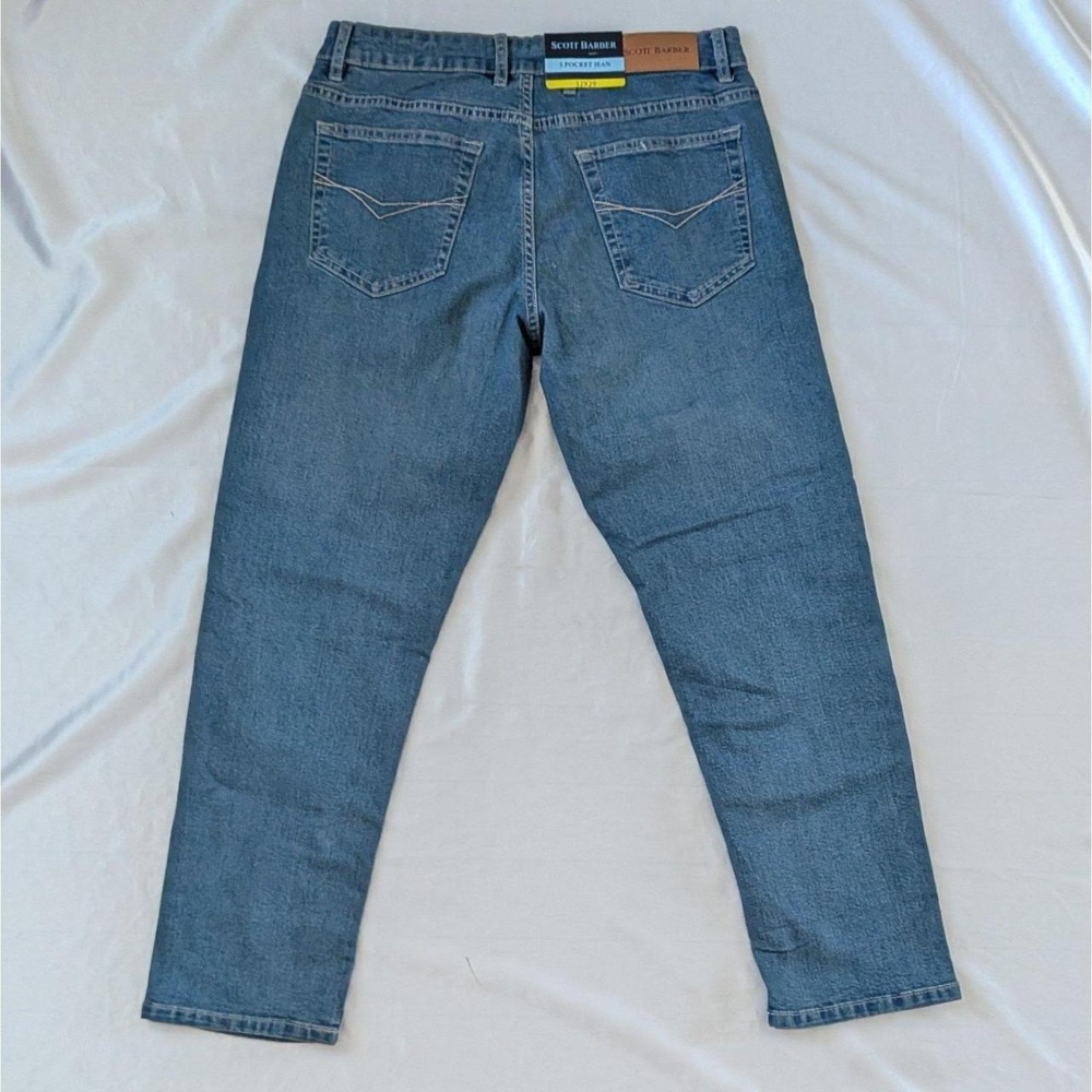 New Scott Barber Men's 5-Pocket‎ Stretch Denim Jeans Pants 32x29 - Picture 3 of 4